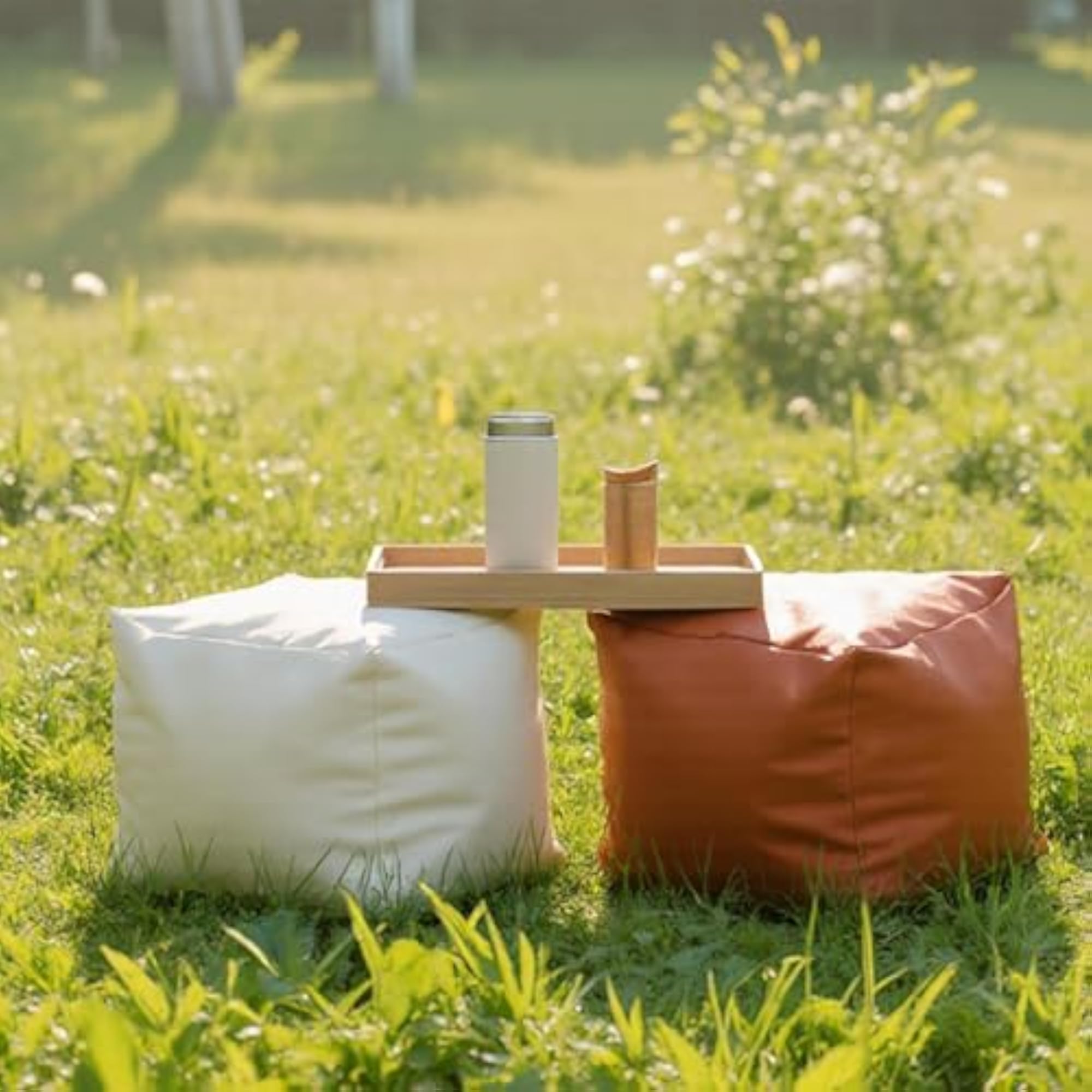 Unfilled Square Pouf Cover for Indoor Home Use, White